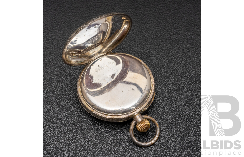 Vintage 935 Silver Engraved Pocket Watch - 35.33gms