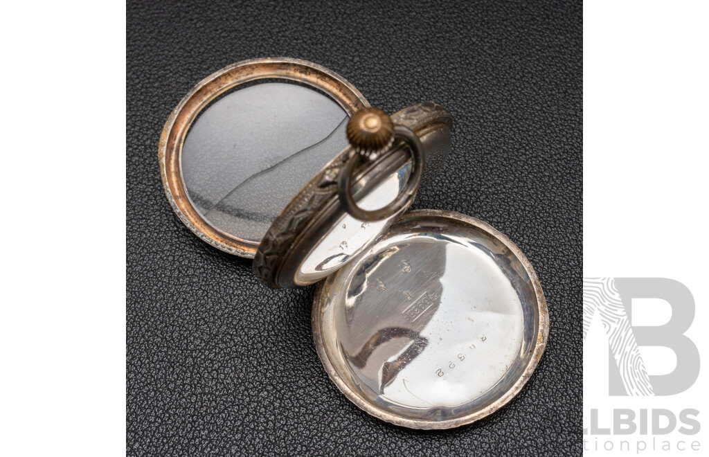 Vintage 935 Silver Engraved Pocket Watch - 35.33gms