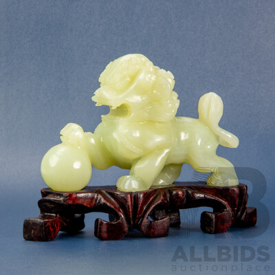 Chinese Jadeite Carved Foo Dog Sculpture