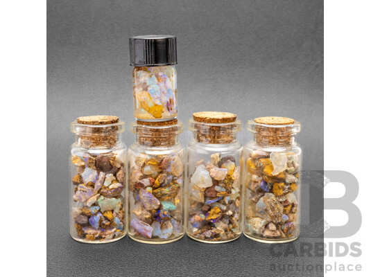 (5) Vials of Uncut Lightning Ridge Opals
