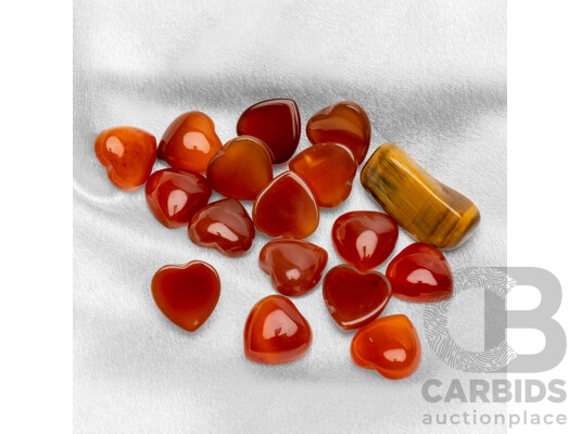 1662722 · 170.00cts of Heart Cut Cabochon Carnelians & 37.70ct Tigers Eye