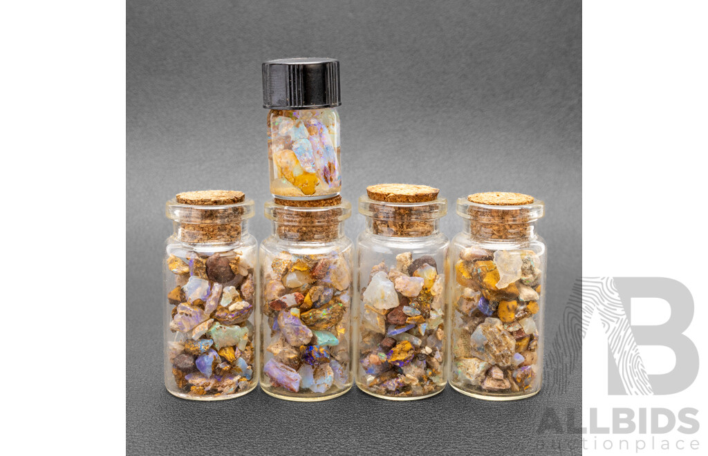(5) Vials of Uncut Lightning Ridge Opals