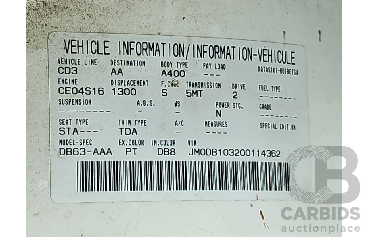 5/1995 Mazda 121   4d Sedan White 1.3L