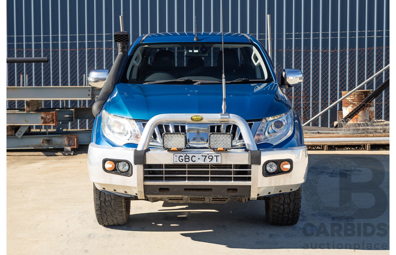 09/2015 Mitsubishi Triton EXCEED (4x4) MQ MY16 Dual Cab Utility Blue Metallic Turbo Diesel 2.4L