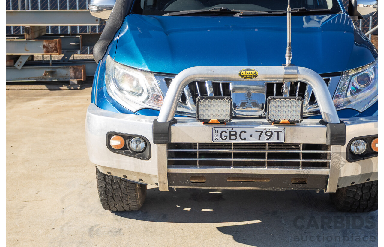 09/2015 Mitsubishi Triton EXCEED (4x4) MQ MY16 Dual Cab Utility Blue Metallic Turbo Diesel 2.4L
