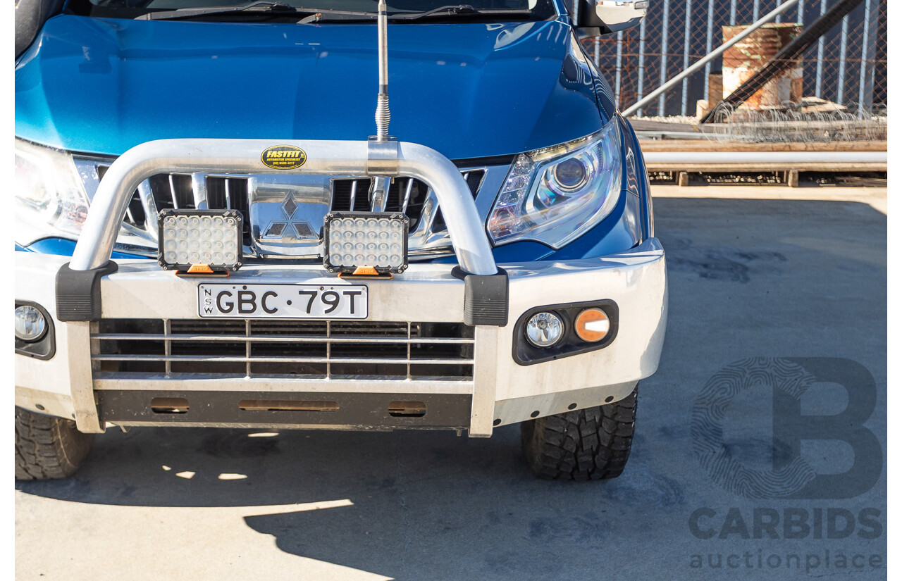 09/2015 Mitsubishi Triton EXCEED (4x4) MQ MY16 Dual Cab Utility Blue Metallic Turbo Diesel 2.4L