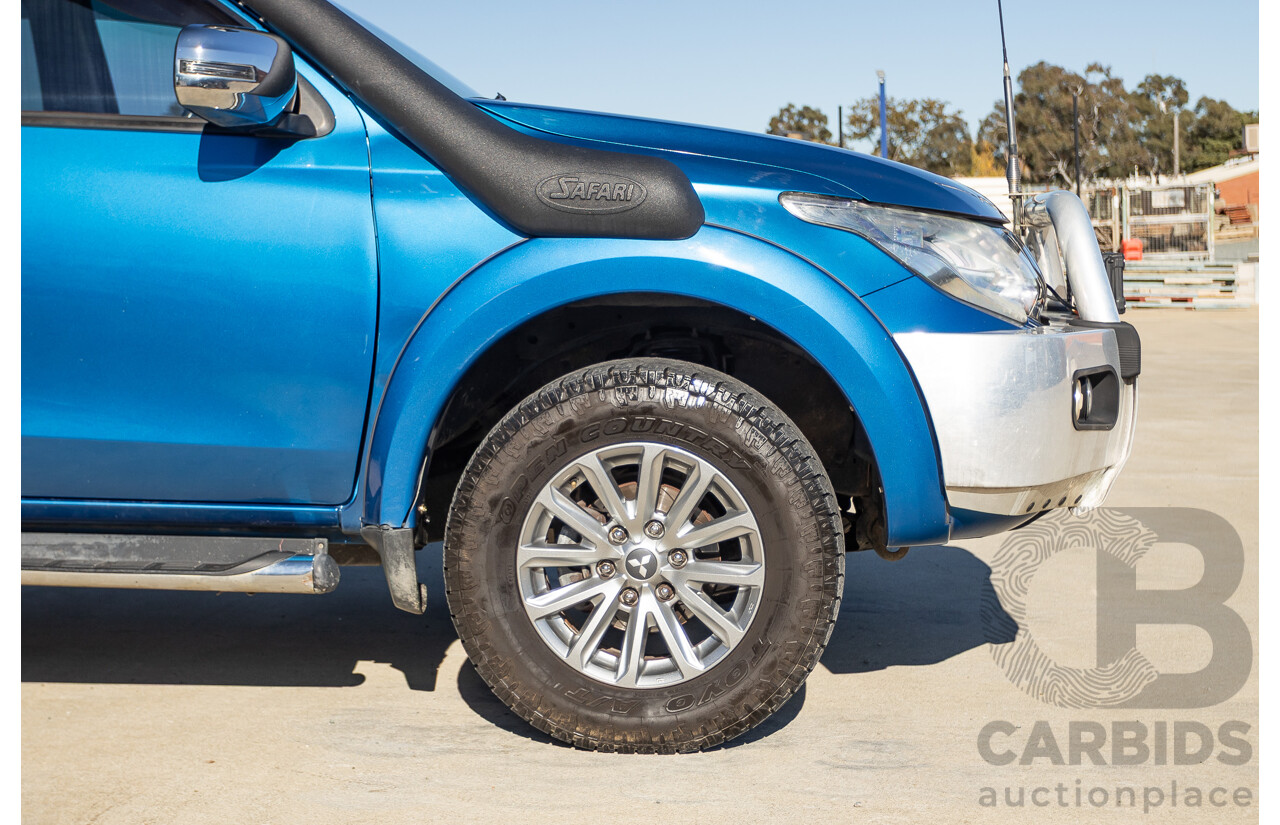 09/2015 Mitsubishi Triton EXCEED (4x4) MQ MY16 Dual Cab Utility Blue Metallic Turbo Diesel 2.4L