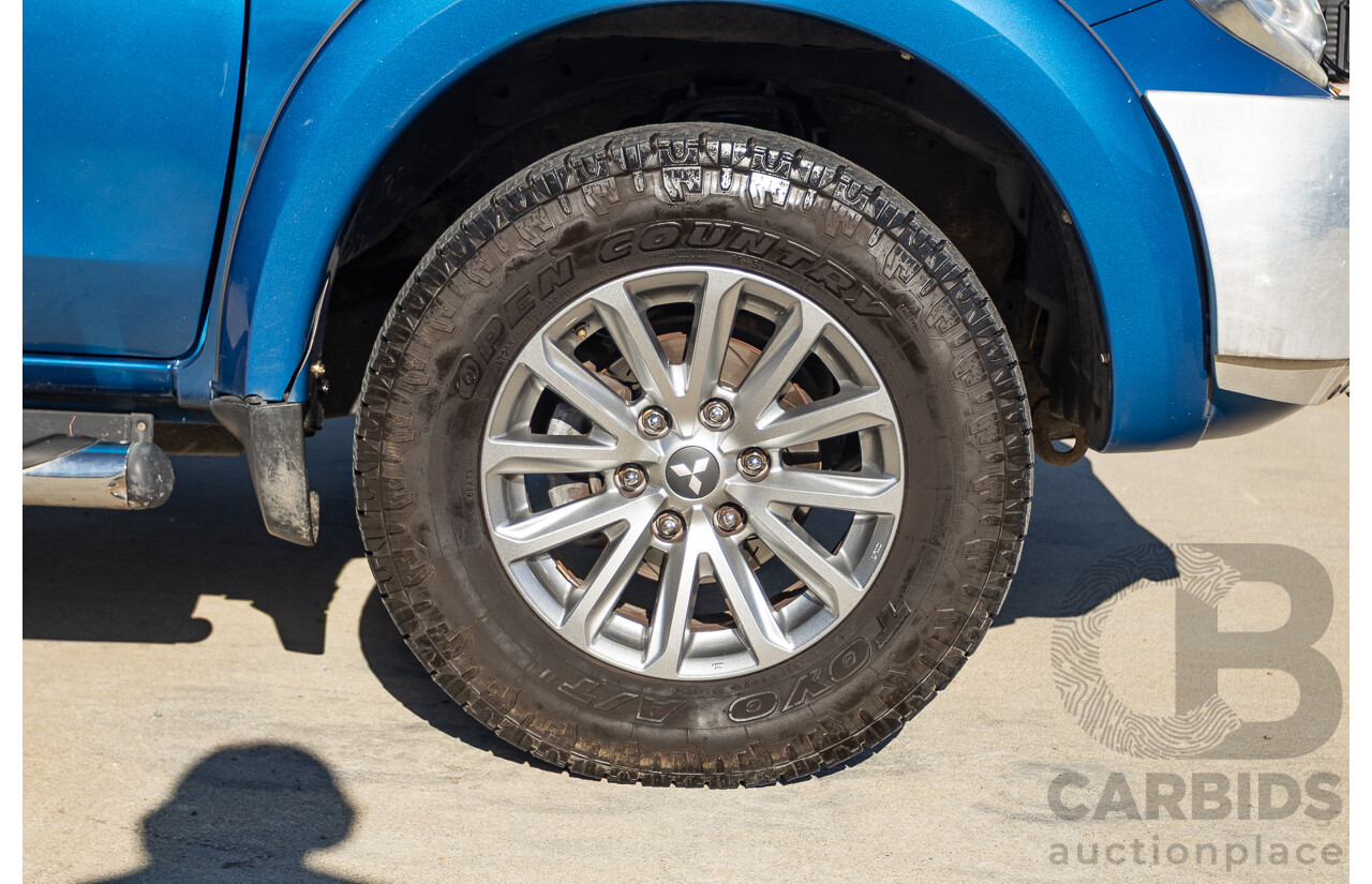 09/2015 Mitsubishi Triton EXCEED (4x4) MQ MY16 Dual Cab Utility Blue Metallic Turbo Diesel 2.4L
