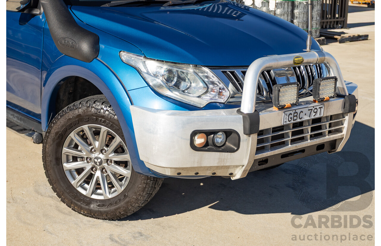 09/2015 Mitsubishi Triton EXCEED (4x4) MQ MY16 Dual Cab Utility Blue Metallic Turbo Diesel 2.4L