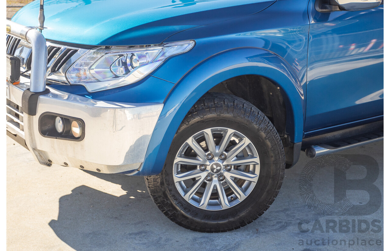 09/2015 Mitsubishi Triton EXCEED (4x4) MQ MY16 Dual Cab Utility Blue Metallic Turbo Diesel 2.4L