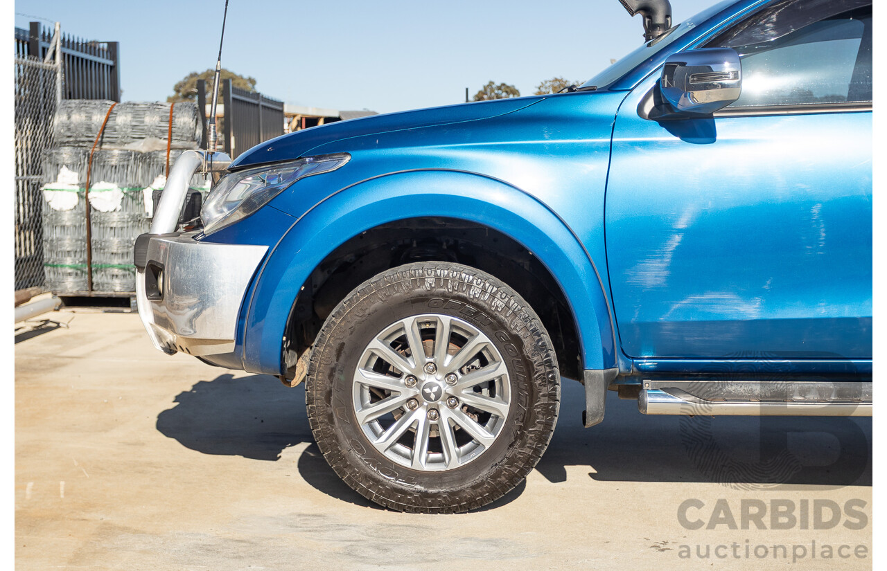 09/2015 Mitsubishi Triton EXCEED (4x4) MQ MY16 Dual Cab Utility Blue Metallic Turbo Diesel 2.4L