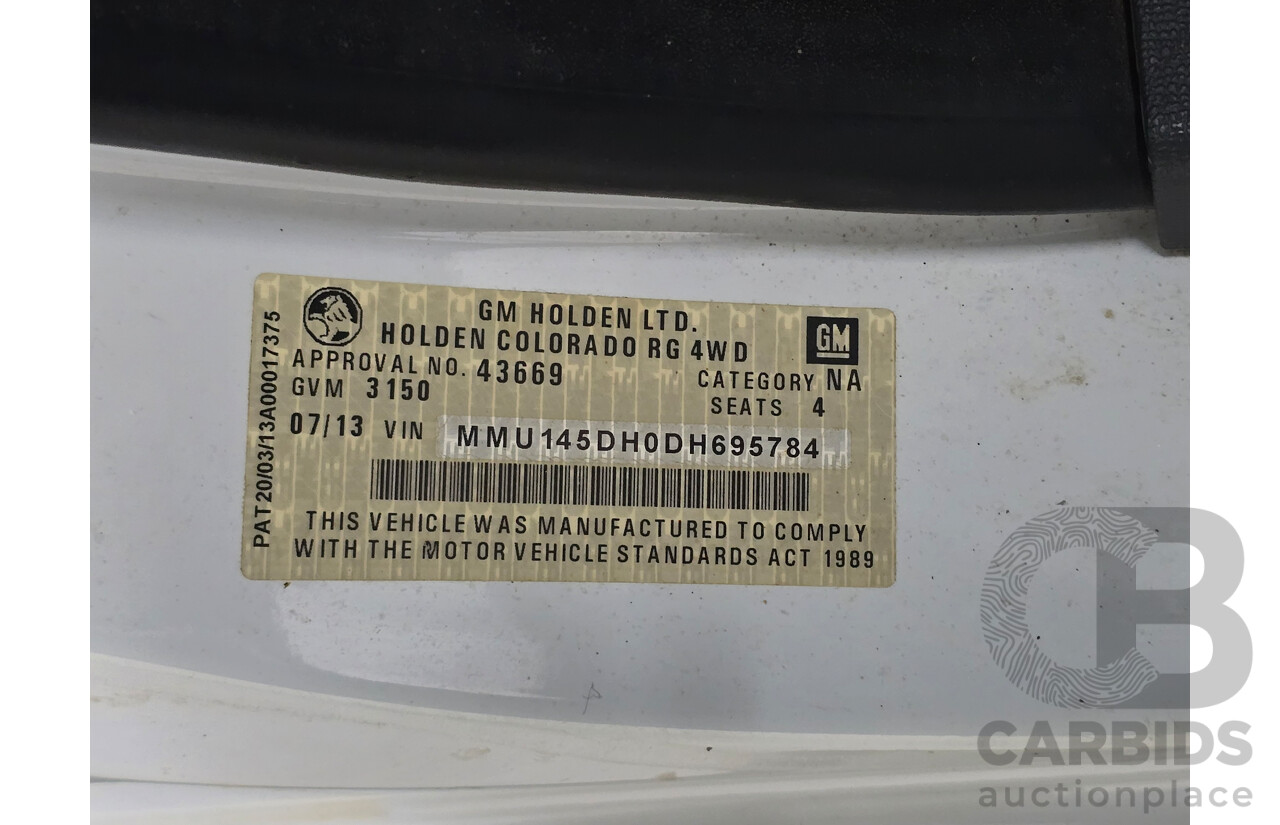 7/2013 Holden Colorado LX (4x4) RG Space C/Chas White Turbo Diesel 2.8L