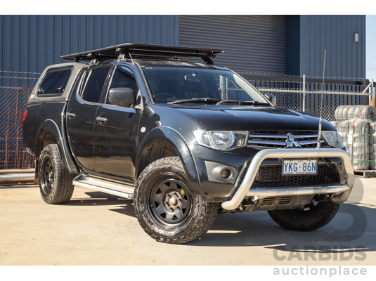 05/2015 Mitsubishi Triton GLX (4x4)  MN MY15 Double Cab Utility Black Turbo Diesel 2.5L