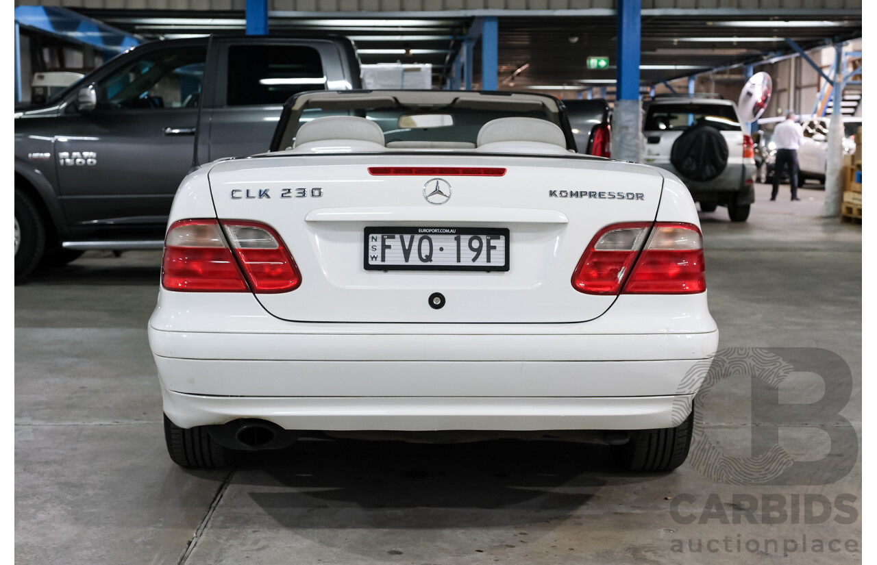 4/2000 Mercedes-Benz CLK 230 Kompressor Avantgarde  2d Coupe White Supercharged 2.3L