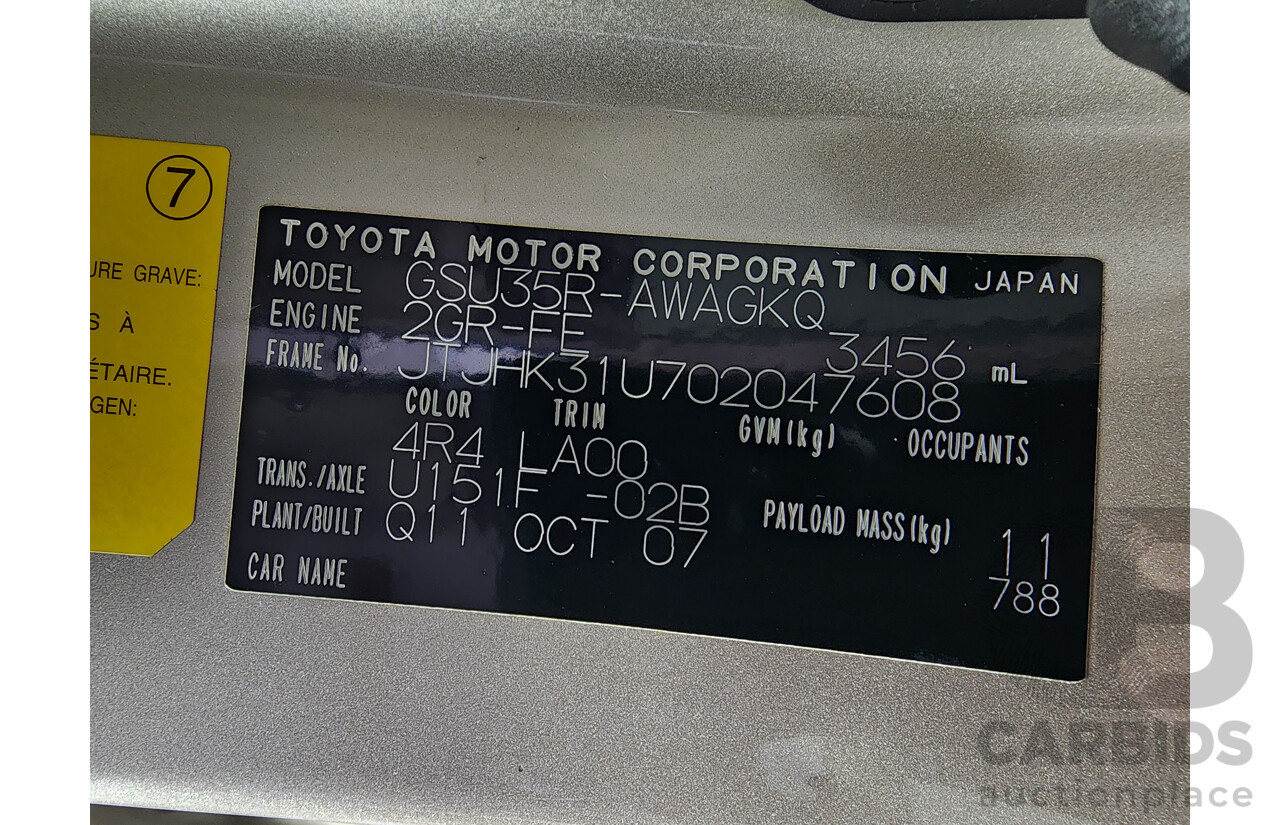 11/2007 Lexus Rx350 Sports Luxury GSU35R 07 UPGRADE 4d Wagon Gold 3.5L