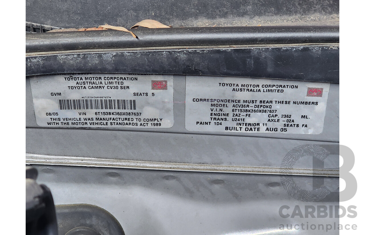 8/2005 Toyota Camry Altise ACV36R UPGRADE 4d Sedan Silver 2.4L