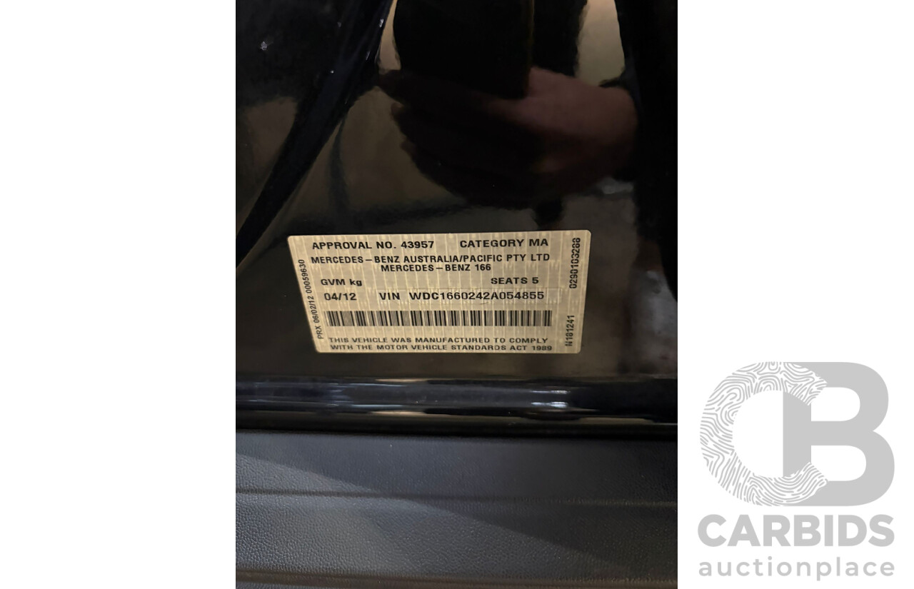 4/2012 Mercedes-Benz ML 350 CDI Bluetec (4x4) 166 4d Wagon Obsidian Black Metallic V6 3.0L