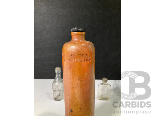 1661402 · Vintage Erven Lucas Amsterdam Liquor Bottle with Two Small Antique Bottles
