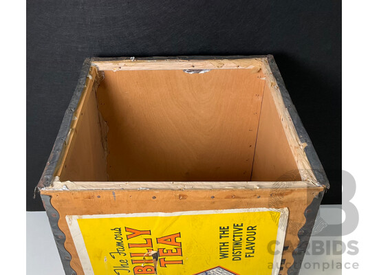 Vintage Billy Tea Paper Advertisement on Timber Box