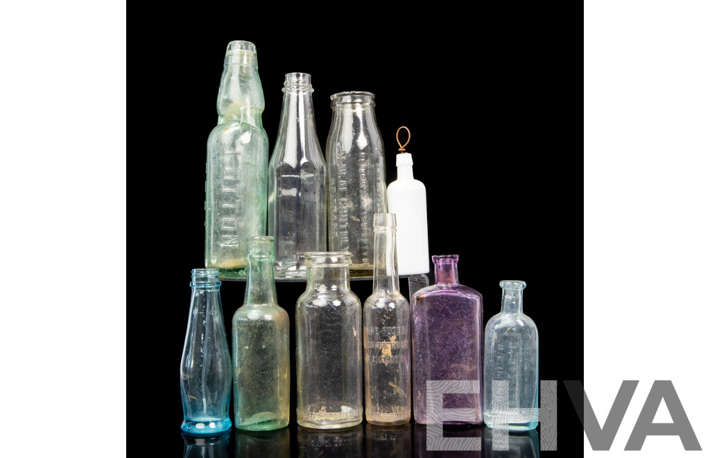Collection of Various Vintage Glass Bottles