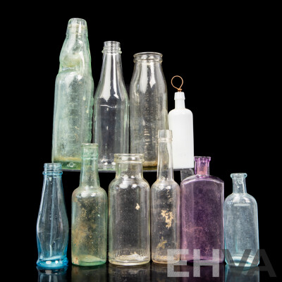 Collection of Various Vintage Glass Bottles