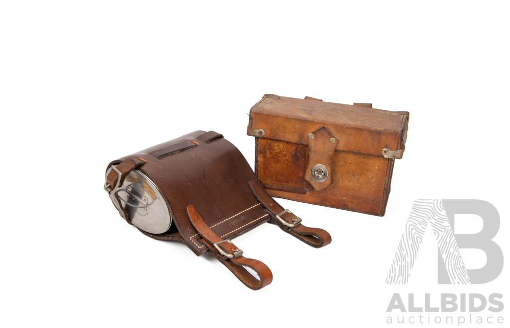 Vintage Military Billy in Leather Case and Small Satchel