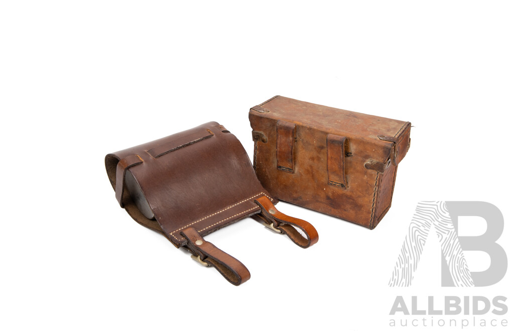 Vintage Military Billy in Leather Case and Small Satchel
