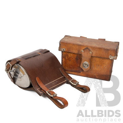 Vintage Military Billy in Leather Case and Small Satchel