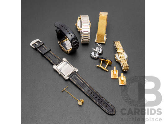 Collection of Watches, Cufflinks & Tie Pin - Lot of 9