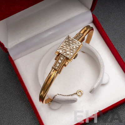 Rare Vintage Ladies' 9ct Yellow Gold 'COUROS' 17 Jewel Manual Hand Wind Hinged Bangle Watch