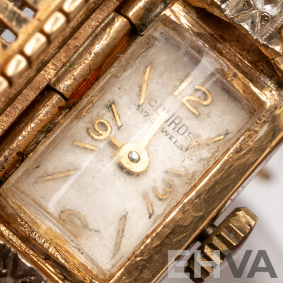 Rare Vintage Ladies' 9ct Yellow Gold 'COUROS' 17 Jewel Manual Hand Wind Hinged Bangle Watch