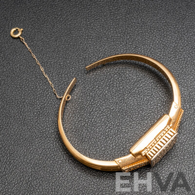 Rare Vintage Ladies' 9ct Yellow Gold 'COUROS' 17 Jewel Manual Hand Wind Hinged Bangle Watch