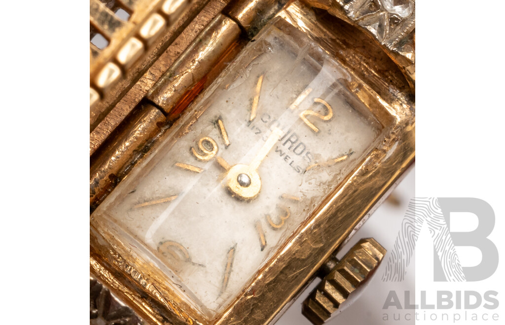Rare Vintage Ladies' 9ct Yellow Gold 'COUROS' 17 Jewel Manual Hand Wind Hinged Bangle Watch