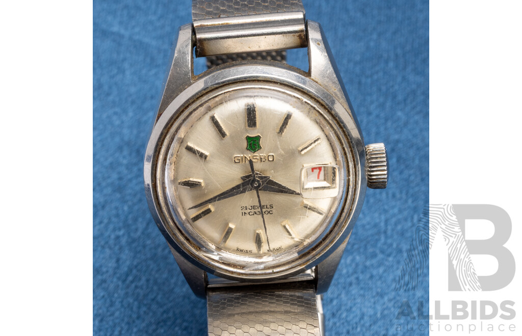 Vintage Ladies' Swiss Made 'Ginsbo' 21 Jewel Manual Hand Wind Wristwatch - 6141