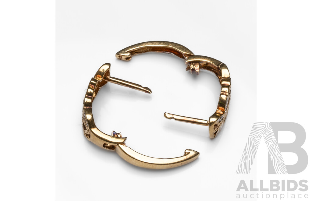 Pair of 9ct Yellow Gold Earrings with Diamonds - 2.31gms
