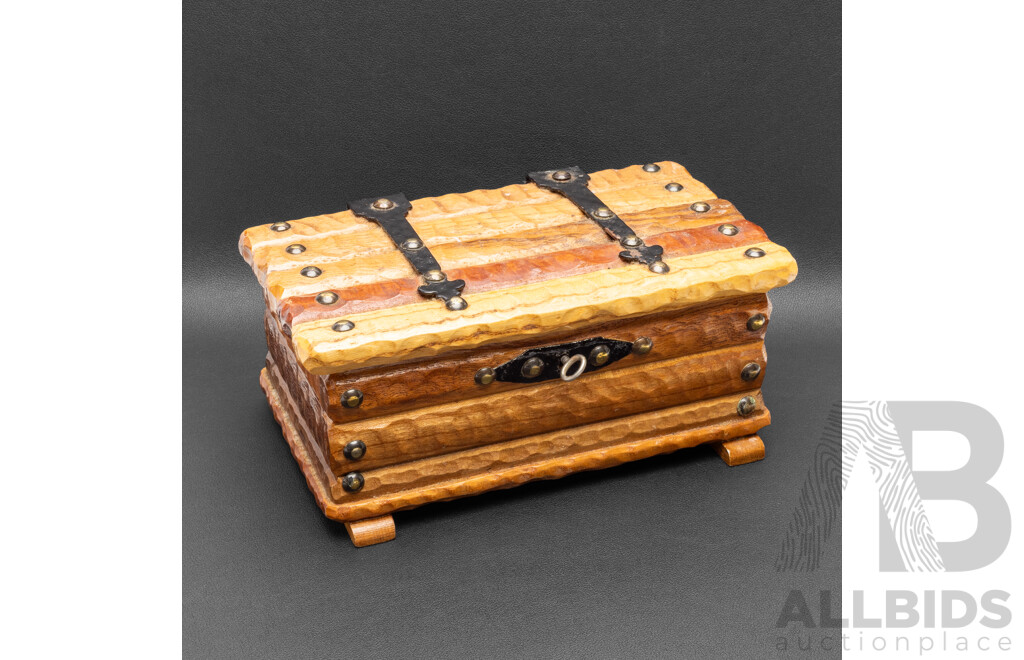 Collection of Gold & Silver Tone Costume Jewellery in Handmade Wooden Jewellery Box