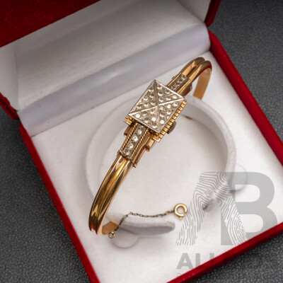 Rare Vintage Ladies' 9ct Yellow Gold 'COUROS' 17 Jewel Manual Hand Wind Hinged Bangle Watch