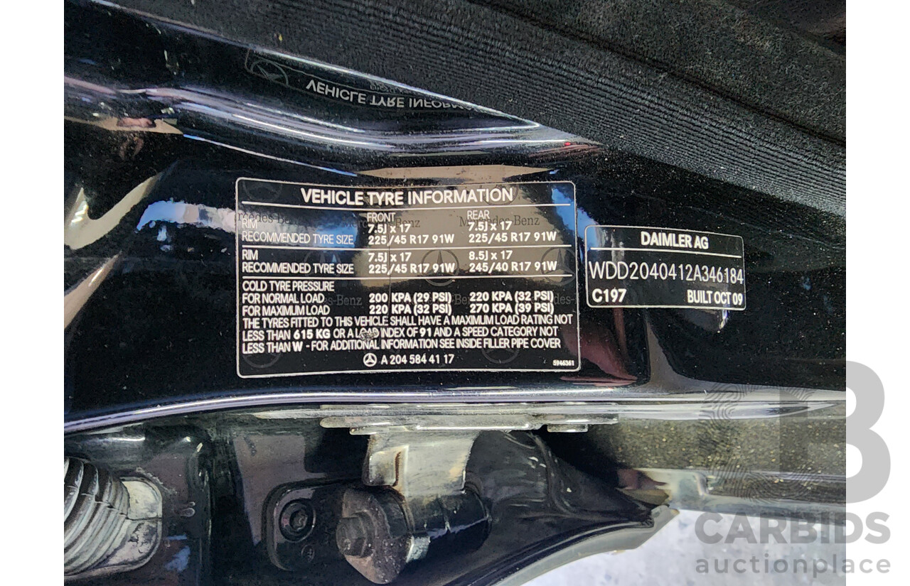 12/2009 Mercedes-Benz C200 Kompressor Avantgarde W204 4d Sedan Black 1.8L