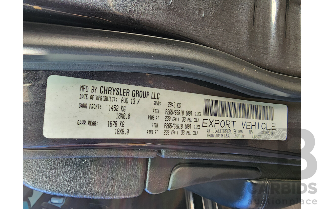 3/2014 Jeep Grand Cherokee Laredo (4x2) WK MY14 4d Wagon Grey 3.6L