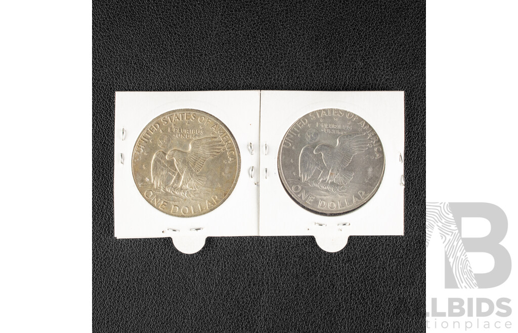 Two USA Eisenhower Dollars, 1971 and 1972