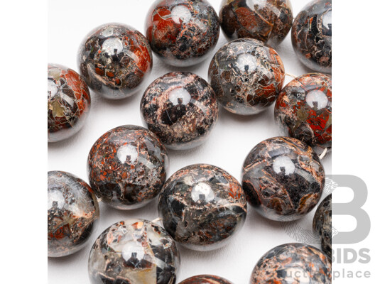 Polished Leopard Skin Jasper Necklace. Length - 50cms
