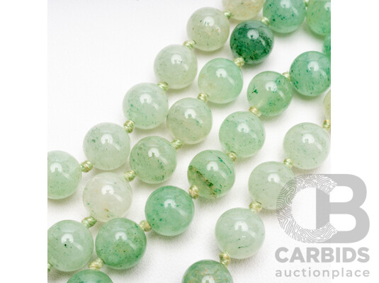 Polished Round Bead Green Aventurine Necklace. Length - 52.5cms