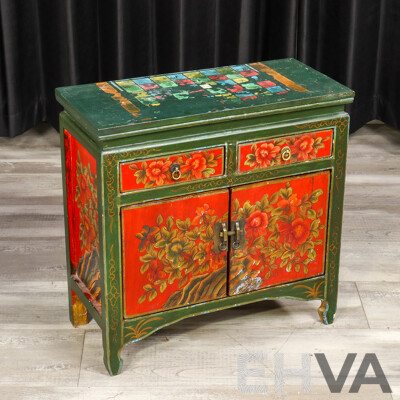 Hand Painted Oriental Side Cabinet
