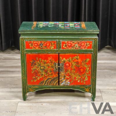 Hand Painted Oriental Side Cabinet