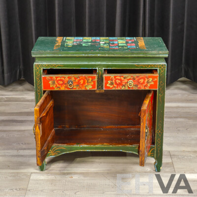 Hand Painted Oriental Side Cabinet