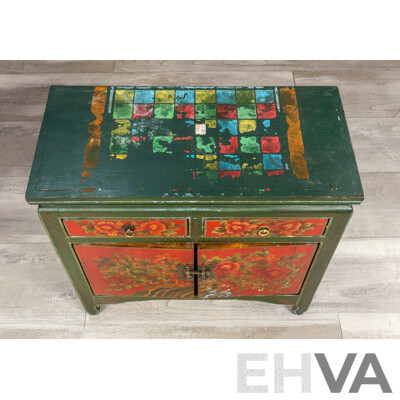 Hand Painted Oriental Side Cabinet