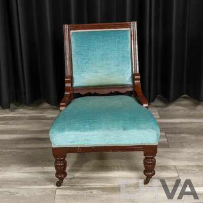Late Victorian Mahogany Upholstered Grandmother Chair