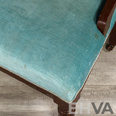 Late Victorian Mahogany Upholstered Grandmother Chair