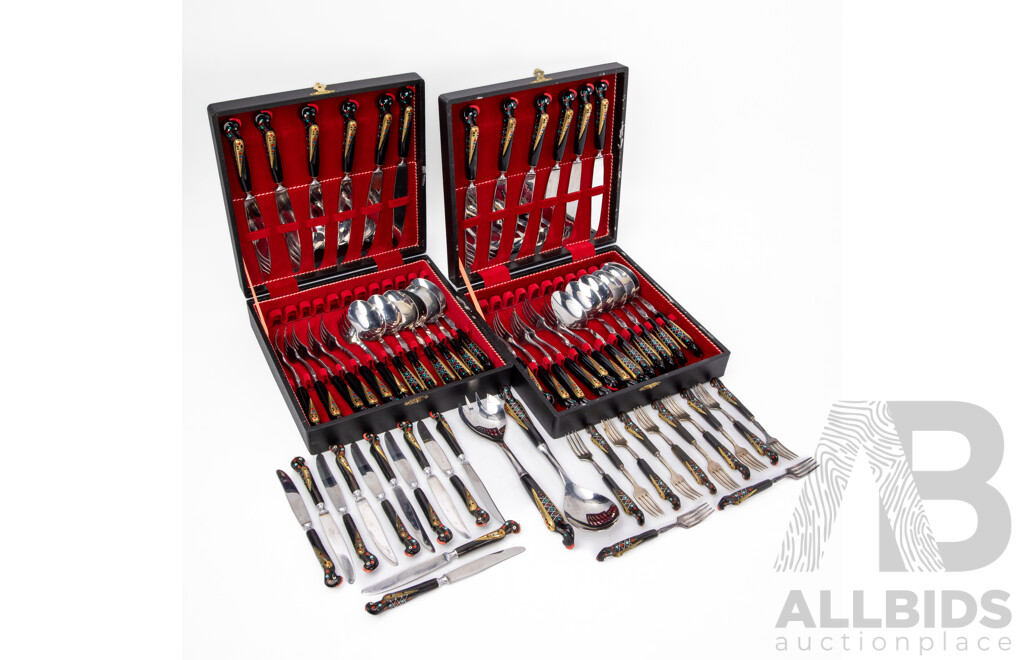Two Boxed S & A Haddad Jezzine Cutlery Sets with Extra Cutlery