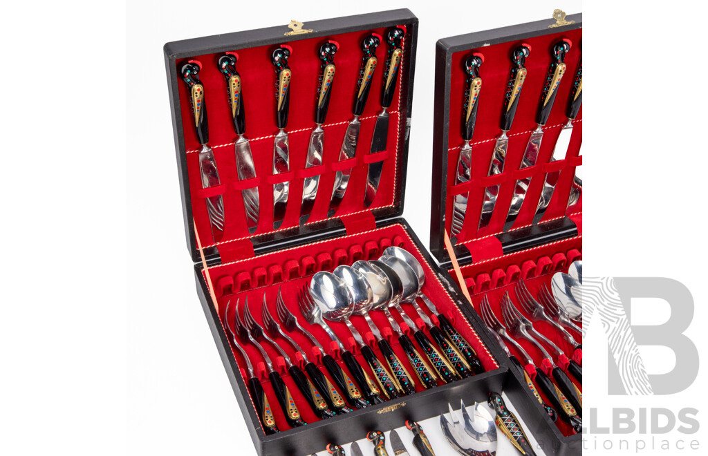 Two Boxed S & A Haddad Jezzine Cutlery Sets with Extra Cutlery